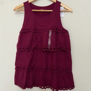 Marron red eyelet tank top